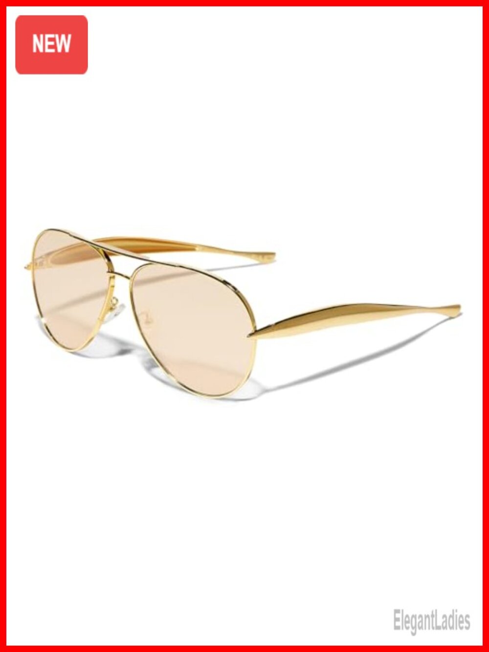 Retro Oversized Aviator Sunglasses Gold Metal Frame UV Protection